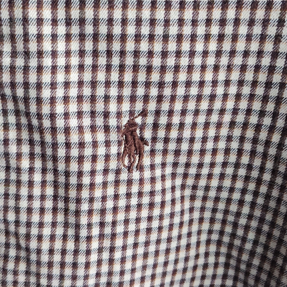 Ralph Lauren Men’s Brown and Cream Check Button-Down Shirt Size S. - Picture 2 of 4